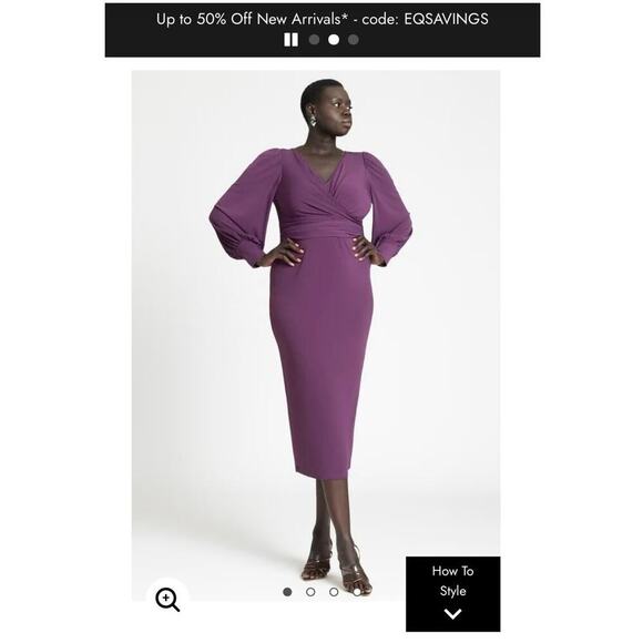Eloquii Cross Front Purple Midi Dress Size 24 - Picture 1 of 8